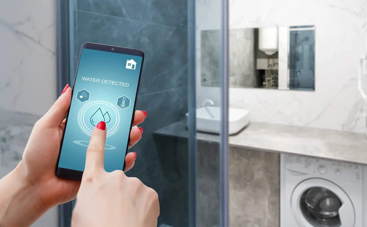 Smart water leak sensor app on a phone, from our Coto de Caza guide: Water Leak in a Wall at Your Coto de Caza Home